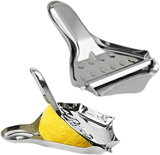 Citroenpers Set - Limoenpers Handig - Verse Sappen Maken - Voedselveilig Staal - 2 Stuks - Zilverkleurig