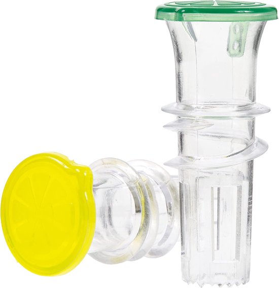 Citroenpers – Set van 2 citroenpersen – Plastic limoenpers – Compacte citruspers met deksel – Pers limoensap voor cocktails en drankjes van Merkloos