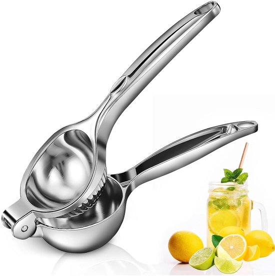 Citroenpers van roestvrij staal, robuuste limoenpers, handmatige citroenpers, duurzame metalen citruspers, fruitpers van Merkloos