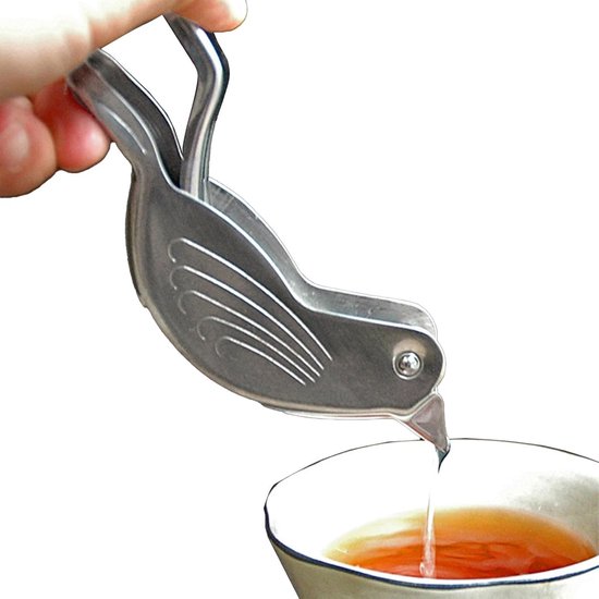 Citroenpers Vogel - Handige Keuken Gadget - Snel Sap Persen - Uniek Vogel Design - 11.5 cm Lengte - Zilver