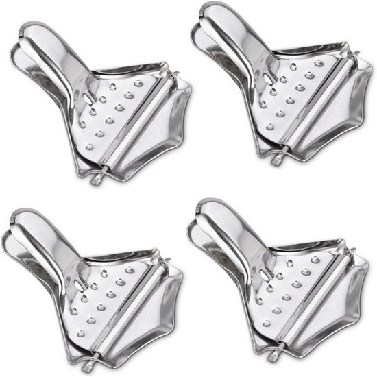 Citroenschijfpers - Sapcentrifuge clips - Vruchtensap maken - Roestvrij staal - 4 stuks - Zilver