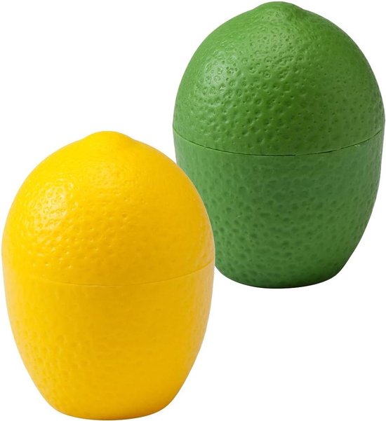 Citrus Bewaarder Set - Citroen Limoen Houder - Voedsel Vers Houden - Verlengt Houdbaarheid - 2 stuks - Geel Groen