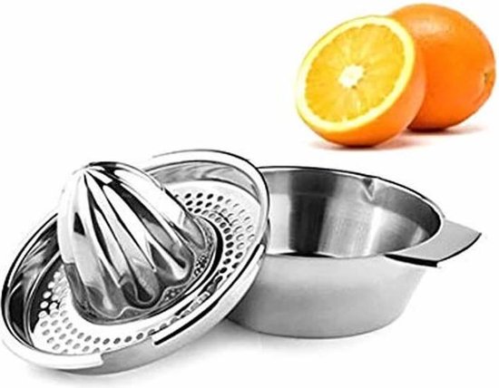 Citrus pers RVS - Handpers roestvrijstaal voor citroen, limoen, sinaasappel etc van Merkloos