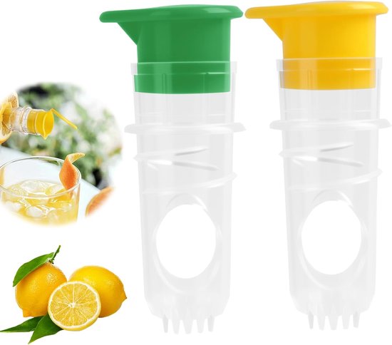 Citruspers, 2 schroefkoppen handmatige citruspers - draagbare citruspers voor limoenen, citroenen, sinaasappels en citrusvruchten, ingebouwde filter en lekvrije dop