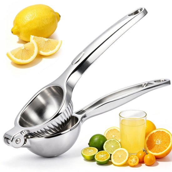 Citruspers - Citroenpers handmatig - Handmatige Fruitpers - Metaal - Hand Juicer Lemon Squeezer - Manual Citrus Juicer with Accessories - Heavy Duty for Kitchen, Bar, Restaurant - Dishwasher Safe