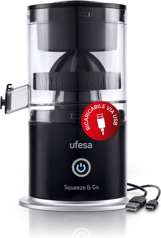 Citruspers elektrisch - Zwart - 220 ml - Oplaadbare USB-C Draagbare Sapcentrifuge - Voor Thuis en Reizen