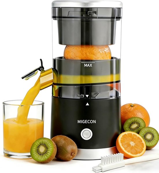 Citruspers elektrisch - Zwart - Oplaadbare Sapcentrifuge met USB-C - BPA-vrij ABS - Voor Sinaasappel en Citrusvruchten