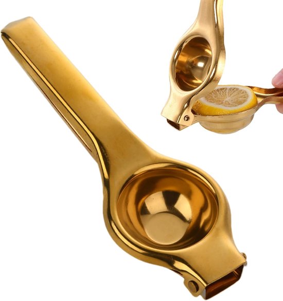 Citruspers Handmatig - Citroen Pers - Sap Extraheren - Roestvrij Staal - 20 cm - Goud