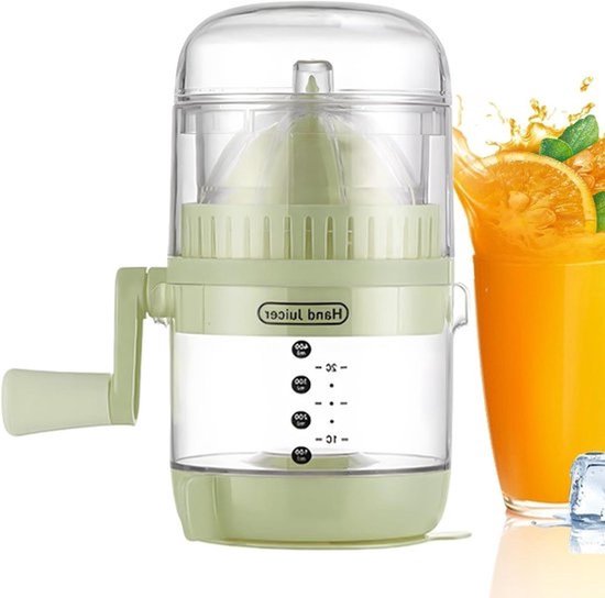 Citruspers Handmatig - Citroenpers Handheld - Sap Maken - Met Meetindicatoren - 12x18x12 cm - Groen
