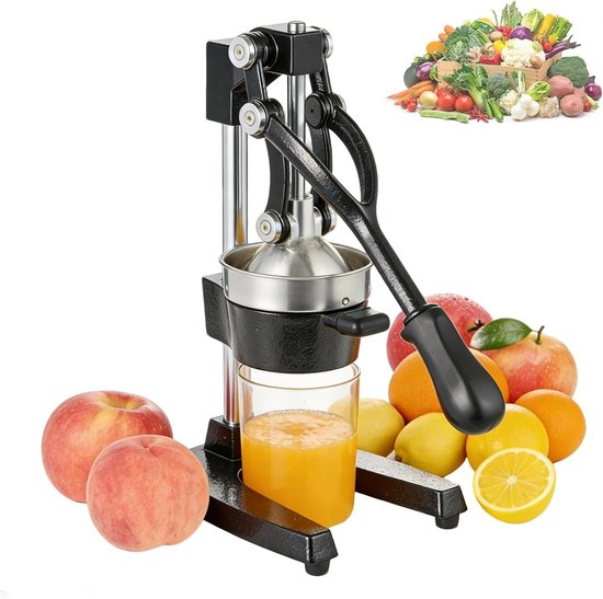 Citruspers Handpers - Sapcentrifuge Vruchtenpers - Vers Sap Maken - Gietijzeren Constructie - 22 x 17 x 39 cm - Grijs