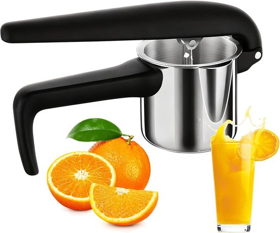 Citruspers - Sap Limoenpers - Verse Sappen Maken - Efficiënte Sap Extractie - 17.5cm Hoog - Zilver