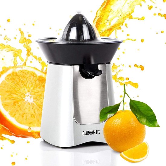 Citruspers - Sinaasappelpers Citroenpers - Vers sap maken - Dubbele perskegels - 100 Watt - Zilver