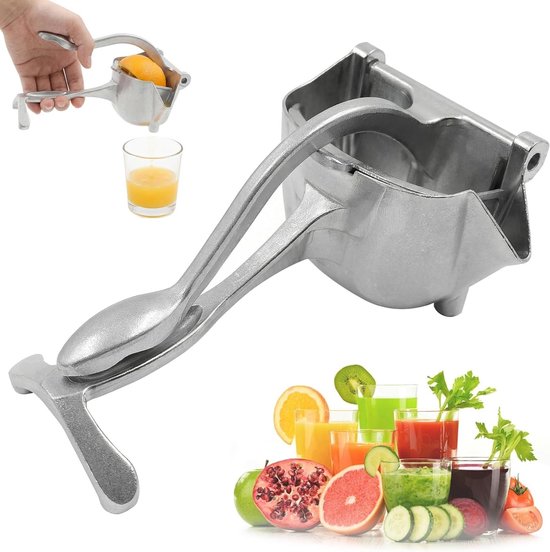 Citruspers van Aluminium Legering, Handmatige Juicer voor Citroen, Sinaasappel en Granaatappel, Compact en Ideaal voor Thuis, Reizen en Kamperen met V-vormige Uitloop voor Gemakkelijk Gieten
