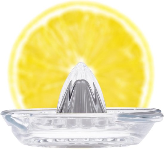 Citruspers van glas met schenktuit - handpers voor citroenen, sinaasappels en limoenen van Merkloos