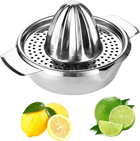 Citruspers van roestvrij staal, handmatige pers voor sinaasappels, citroenen en limoenen, keukenhulpmiddel. van Merkloos