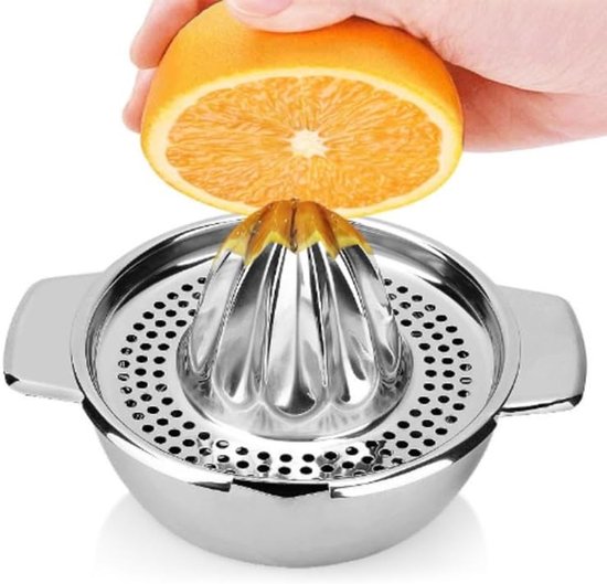 Citruspers van RVS 400 ml voor citroenen, sinaasappels en grapefruits - Handmatige juicer, vaatwasmachinebestendig, sap extractor