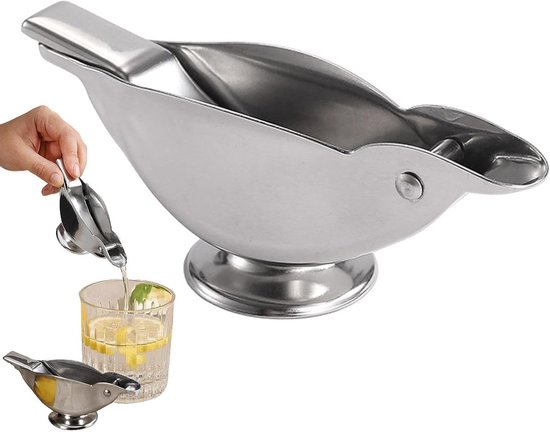 Citruspers - Vogel Juicer - Sap Extraheren - Ergonomische Grip - 3x5x3 cm - Zilver