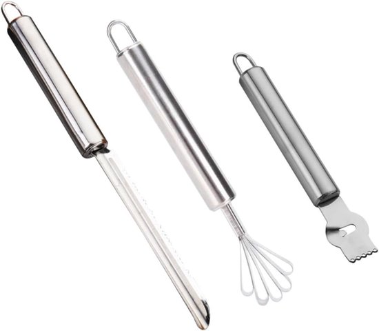 Citrusrasp Set - Keukenrasp - Zest Maken - Roestvrij Staal - 3 Delig - Zilverkleurig
