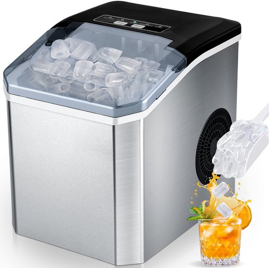 CkeyiN IJsblokjesmachine YH22M Ice Maker 1,3 l watertankcapaciteit 12 kg/24 uur (9 blokjes) Dempen, zelfreiniging, sensor ijs vol en water bijvullen