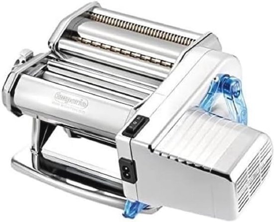 Classica Electric Pasta Maker 100% Made in Italy Fresh Pasta Maker Made of Steel Electric Motor 220 V for Lasagna Tagliolini Fettuccine (Chrome) van Merkloos