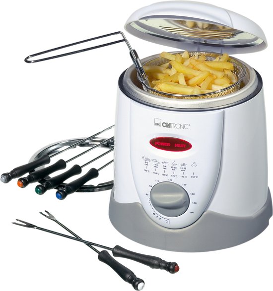 Clatronic FFR 2916 - Elektrische fondue - Mini Friteuse 1L - 6 fonduevorkjes