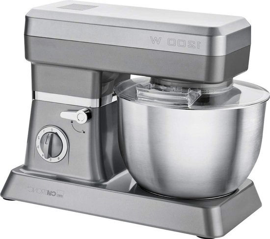 Clatronic KM 3630 Food Processors, 8 Speeds (0/1/2/3/4/5/6 + Pulse) - 6.3 Litre Stainless Steel Bowl, 1200 Watt, Titanium