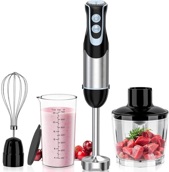 CLGP® Staafmixer Set - Hakmolen - Groentesnijder - Soepmaker - Zwart en Zilver van CLGP