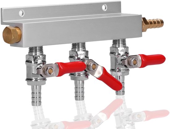 CO2-gasverdeler, duurzaamheid van gasverdeler, 3-weg gasverdeler met afsluitklep voor BBQ-grillverwarmer, propaanapparaten van Logas