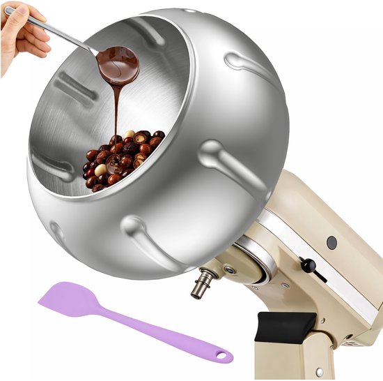Coating Machine Opzetstuk RVS voor KitchenAid 4.5QT & 5QT Tilt-Head Stand Mixers van MMOBIEL – Coating Machine Accessoire voor Gelijkmatig Gecoate Noten, Chocolade, Gevriesdroogd Fruit & Snacks van Merkloos