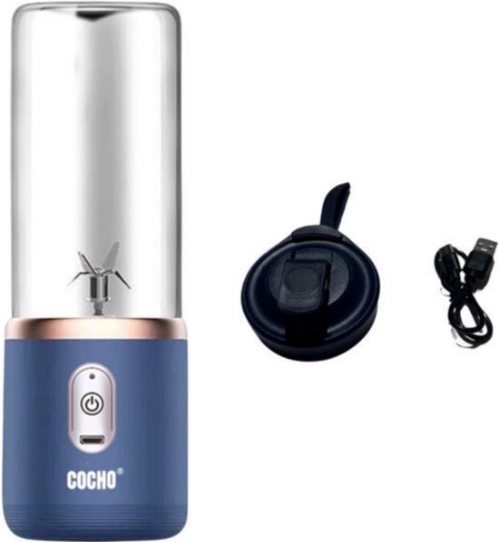 COCHO® Blender To Go - Smoothie Maker - Blauw - Oplaadbare Mini Blender - Smoothies & Shakes - Draadloos & Draagbaar - Fruit Mixer - USB Oplaadbaar - 400ML van Merkloos