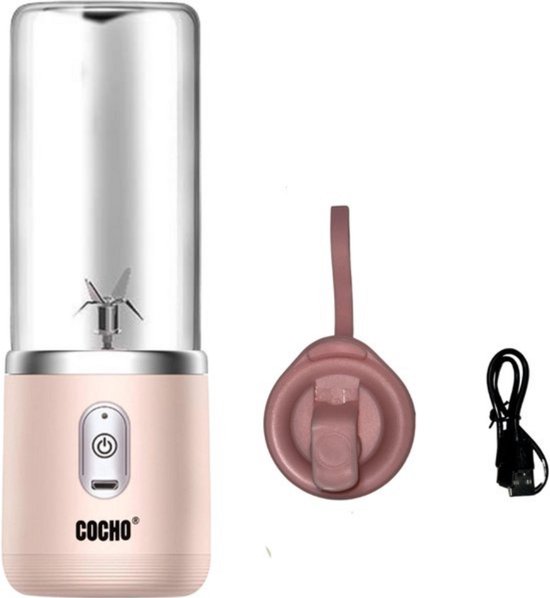 COCHO® Blender To Go - Smoothie Maker - Roze - Oplaadbare Mini Blender - Smoothies & Shakes - Draadloos & Draagbaar - Fruit Mixer - USB Oplaadbaar - 400ML van Merkloos