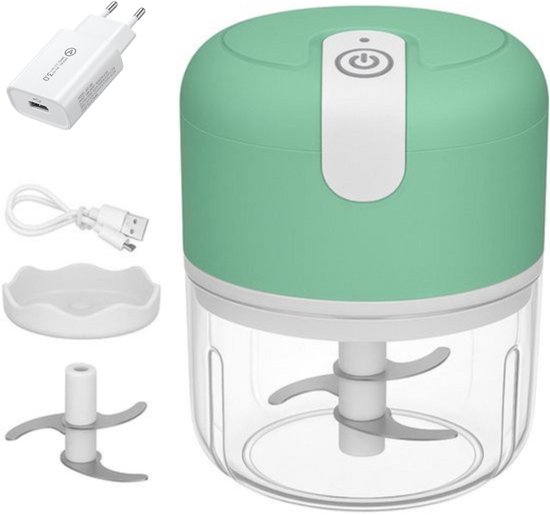 COCHO® Elektrische Hakmolen – USB Oplaadbaar – Mini Chopper 250 ml – Draadloos – Voor Groenten, Babyvoeding & Meal Prep – Groen