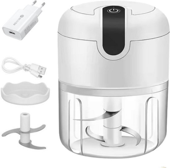 COCHO® Hakmolen elektrische - USB oplaadbal - Mini Portable Chopper - 250ml - Wit - Groentesijder