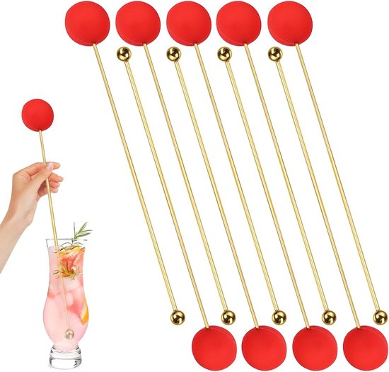 Cocktail Roerstaafjes - Mixer Stokjes - Dranken Mixen - Herbruikbaar RVS - 20 cm - Goud