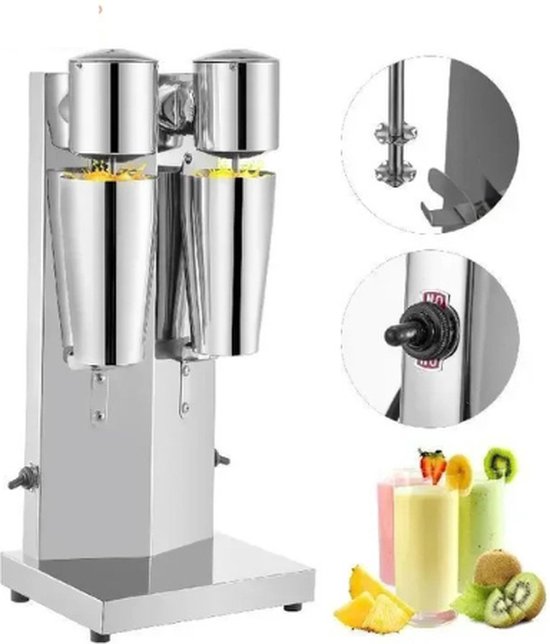 Collox Milkshakemachine - Mixer - Smoothies - Cocktails - Dubbele bekers - 800 ml per beker - 2 snelheden - Roestvrijstaal van Collox
