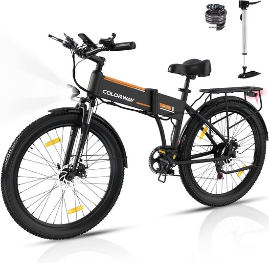 Colorway Elektrische Fiets BK12MS - 26*3.0 Inch Fat Tire City Commuter EBike met Afneembare 36V 12Ah Lithium Batterij - Opvouwbaar Mountain E-Bike met 250W Motor - 7 Versnellingen - IP54 Waterdicht van Colorway