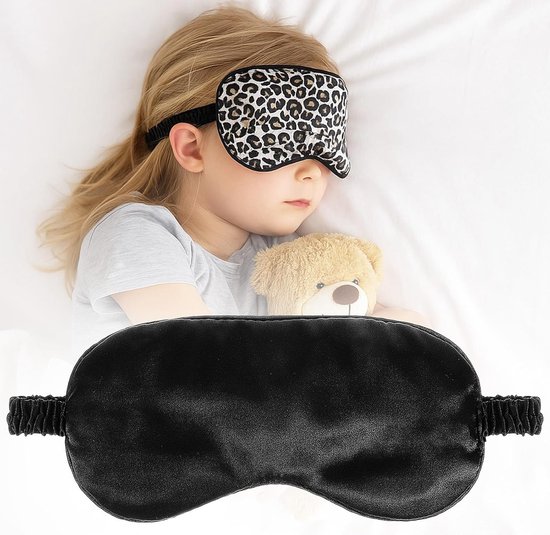 Comfortabel Zijde Oogmasker voor Slaap, Leopard Patroon Slaapmasker met Elastische Band voor Reis en Ontspanning van Merkloos