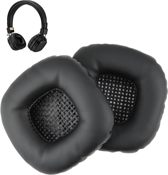 Comfortabele oorkussens van PU-leer en spons voor Marshall Major I en II - 1 paar, zwart, vervangend accessoire voor optimale geluidsbeleving en duurzaamheid