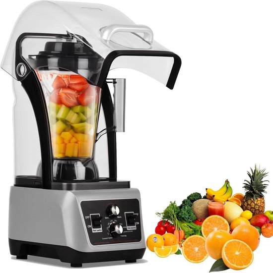Commerciële Blender - Stille Smoothiemaker - Grote Porties Maken - Geluidsdicht Ontwerp - 45L Kan - Zwart