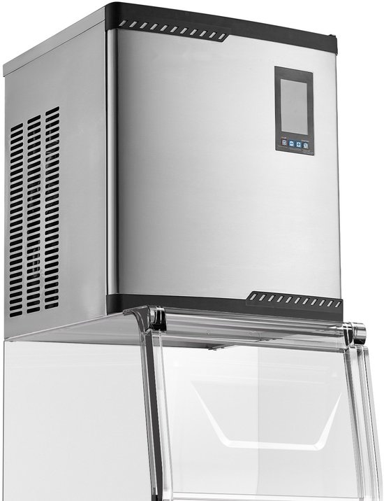 Commerciële ijsblokjesmachine - Hoofdeenheid - 136 kg/dag Capaciteit - RVS Behuizing - Slim Bedieningspaneel - Zelfreinigend - Instelbare Ijsdikte - Zonder Opslagbak van Merkloos