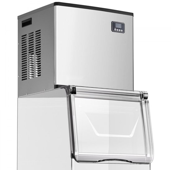 Commerciële ijsblokjesmachine - Kopunit (alleen kop) - Capaciteit 181,4 kg/dag - Roestvrij staal - Zelfreiniging - Tijdgestuurde ijsproductie - Instelbare ijsdikte van Merkloos