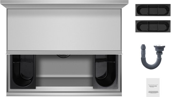 Commerciële Ijsmachine, 61 L, Onderbouw Ijsmachine (610 X 482 X 937 Mm), Roestvrijstalen Ijsbox met Schuifdeksel en Verstelbare Bolpoten, Gekoelde Wagen voor Bar, Restaurant, Keuken, Zilver van Vevor