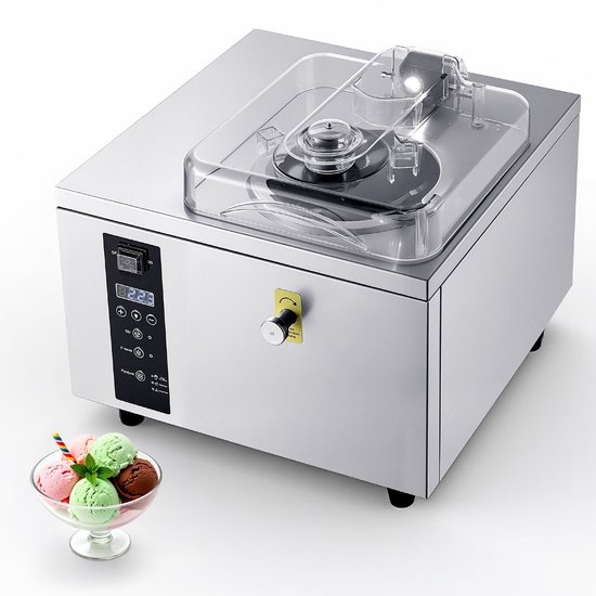 Commerciële ijsmachine - Gelato - Vermogen 500 W - Capaciteit 5 l/uur - RVS 304 Cilinder 2,8 l - Zelfreiniging - LED-bedieningspaneel - Horeca