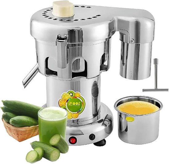 Commerciële Sapcentrifuge - Grote Fruitpers - Snel Sap Maken - 2L Trechter - 34x27x36cm - Staal van Merkloos