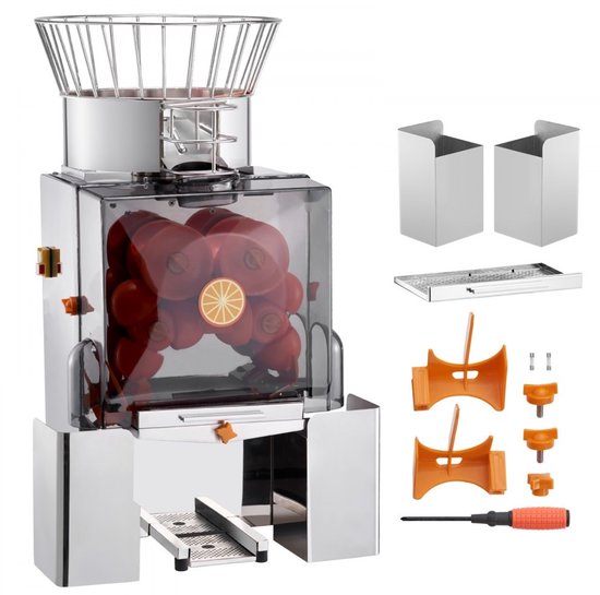 Commerciële Sinaasappelpers - Automatische Citruspers - 120 W Motor - 25 Sinaasappels per Minuut - RVS Behuizing - PC-Deksel - 46 x 52 x 90 cm