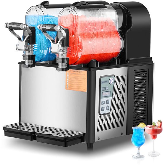 Commerciële Slushmachine, 3l X 2 Dubbele Tank Bevroren Drankmachine, 24-Kops Roestvrijstalen Margarita Smoothie Slushmachine voor Thuisfeesten, Restaurants, Cafés en Bars van Merkloos