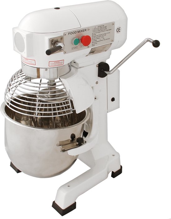 Commerciële Voedsel Mixer / Spiraalmixer - 20 Liter - 3 Versnellingen - 3 Opzetstukken - GRATIS Deeg Schraper. - Maximaal gewicht: 3 kg/Mix
