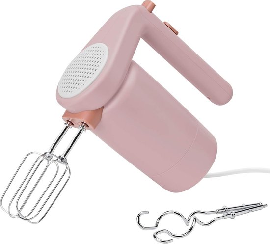 Compacte Handmixer met 3 Snelheden en RVS Accessoires - Lichtroze van Merkloos
