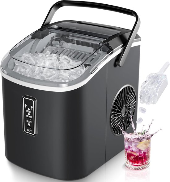 Compacte ijsblokjesmachine voor Thuis - 9 IJsblokjes in 6 Minuten - Zelfreinigend & Draagbaar - Geschikt voor Keuken en Kantoor van Merkloos