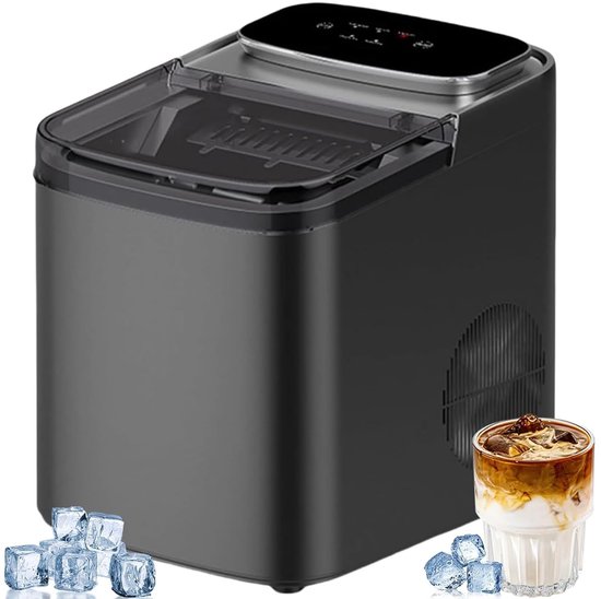 Compacte Ijsmachine - Aanrecht Ijsmaker - Snel IJs Maken - Zelfreinigende Functie - 12 Liter Tank - Zwart